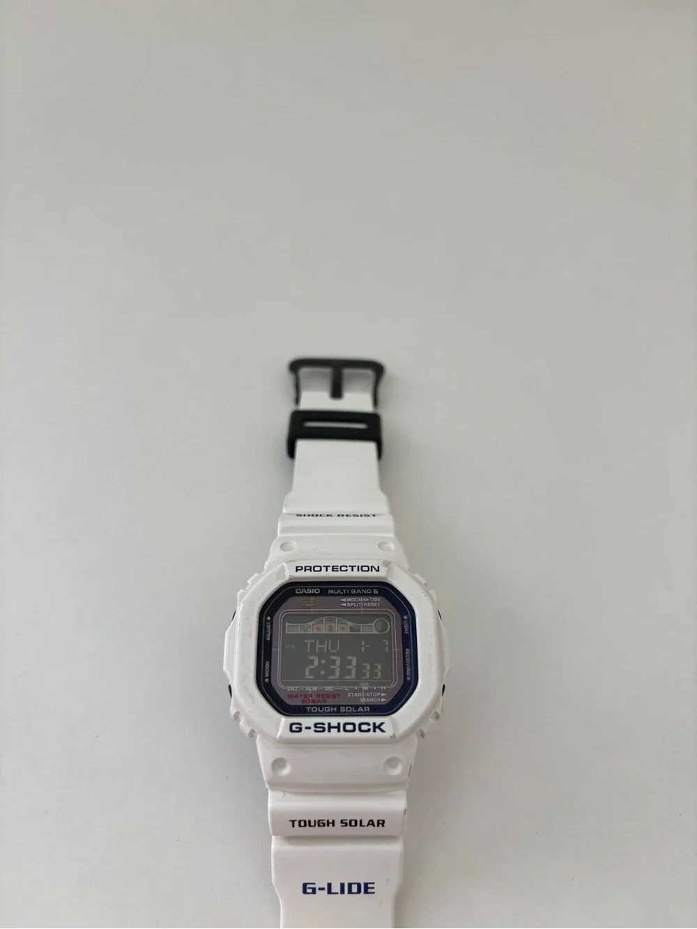 G-Shock White Digital Tough Solar Watch with Black Display Border